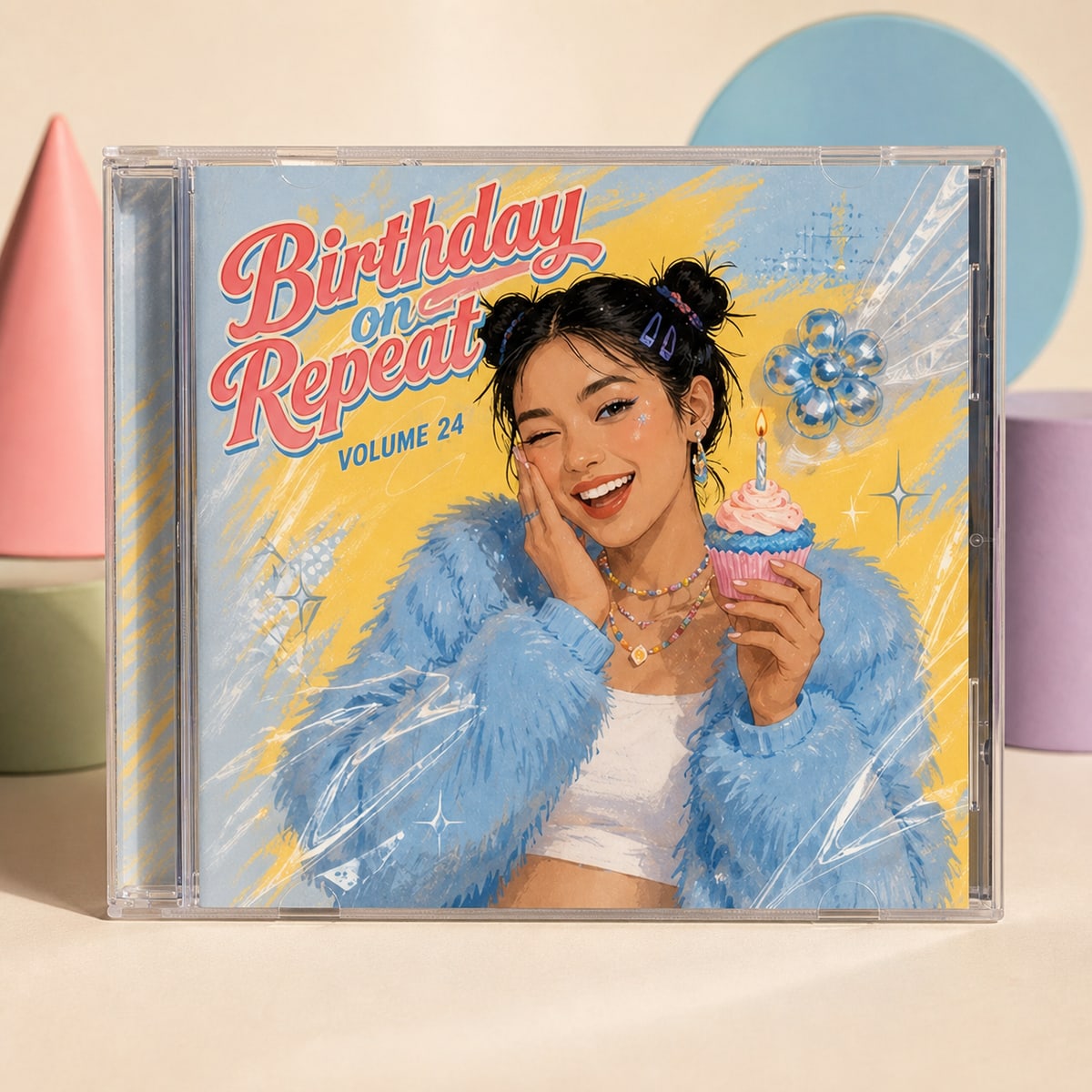 Birthday on Repeat: front of the closed jewel case